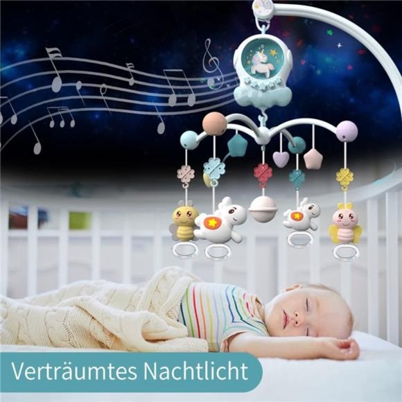 Baby Musical Crib Mobile with Night Lights and Rotation, Rattles, Remote Control - Picture 3 of 7
